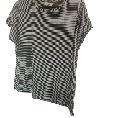 Seed Women's  Size M Short Sleeve Shirt Black  / Striped / White 