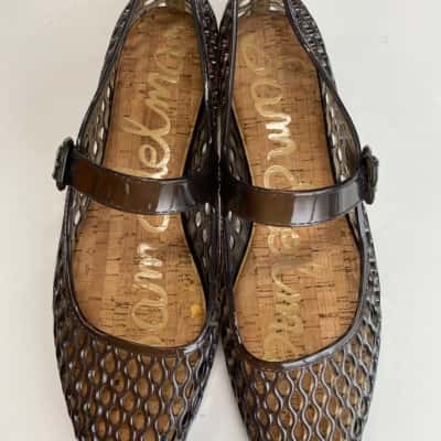  Sam Edelman Size 11 Michaela Jelly Mary Jane Flat Brown/ Black 