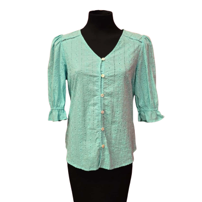Liz Jordan Womens  Size 8 Blue Broderie Anglaise Top 