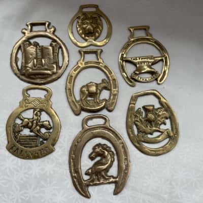 7 Dressage Horse Brasses Gorgeous Vintage Collectible Items 