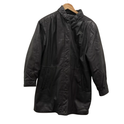 St Michael Vintage  Size 10-12 / 38-40 Leather Jacket Grey UK Made