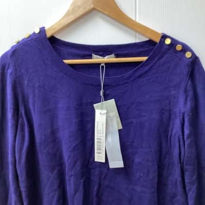 Table Eight Womens  Size XL Long Sleeve Top Navy Blue cotton blend F
