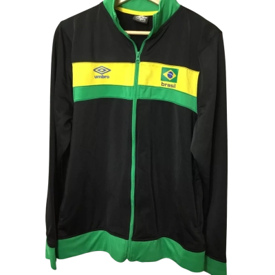 Umbro Mens  Brazil logo Size M Front Zipper Black  / Blue / Green / Yellow 