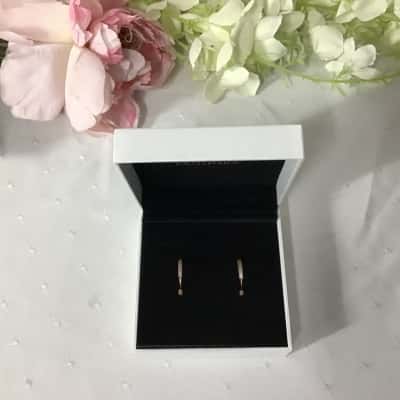 Pandora Womens 14K Rose Gold Plated / Sparkle & Heart Hoop Earrings