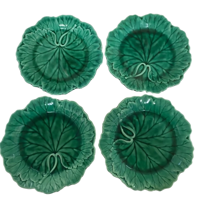 Set of 4 Wedgwood Green Majolica Cabbage leaf plates