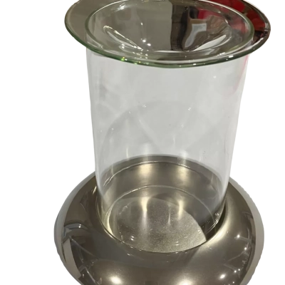  Glass pillar holder with top dish