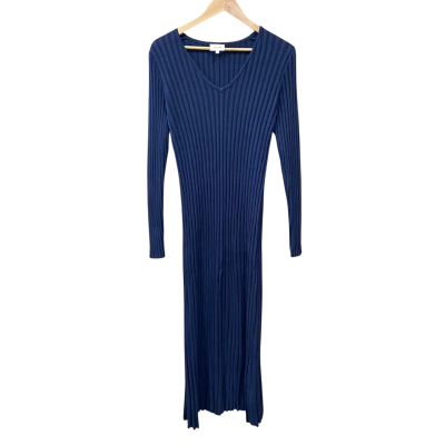 Seed Heritage Navy Blue Ribbed Maxi Dress Size L