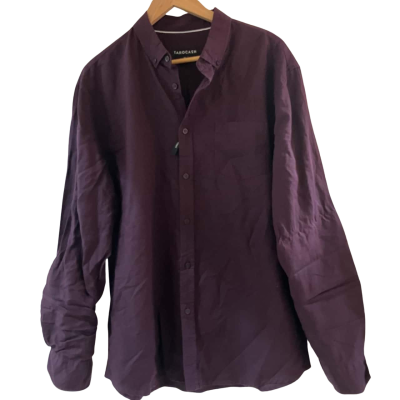 Tarocash Mens  Size XL Long Sleeve Shirt Maroon Linen RRP$89.99