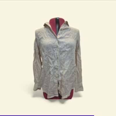 Atmos&Here Womens Linen shirt  Size 8 Cream / Nude 