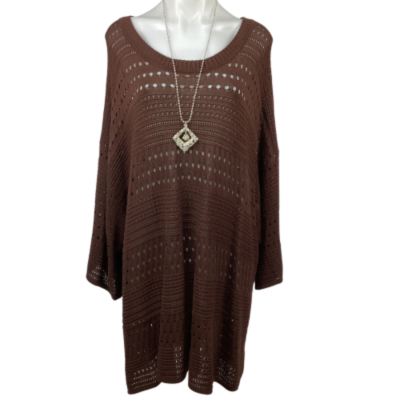 City Chic  Baggy Sleeve Knit Jumper Top - Chocolate Size XXL