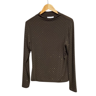 Witchery Womens  Size L Long Sleeve Top Brown / Gold 