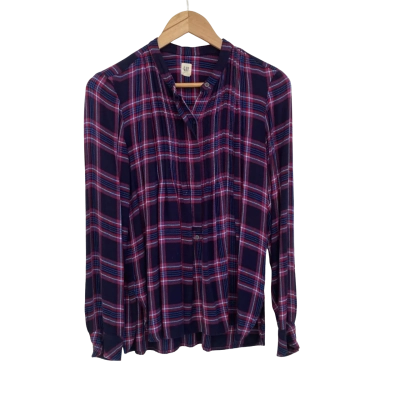 Gap Womens  Size S Button Up Top / Long Sleeve Top Blue / Gingham / Navy Blue / Red 