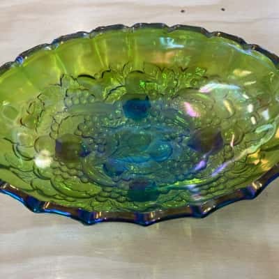 Large Carnival Glass bowl with fruit pattern