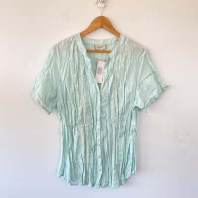 Autograph Green Mint Crushed Pla Short Sleeve Shirt Size 16 