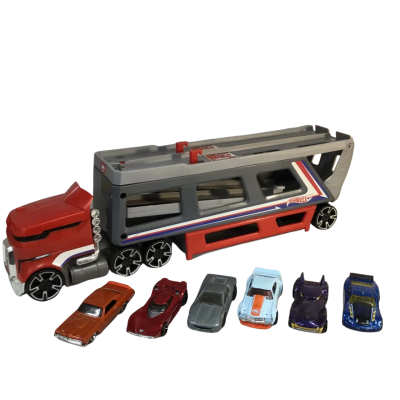 Hot Wheels Transporter and Cars as pictured