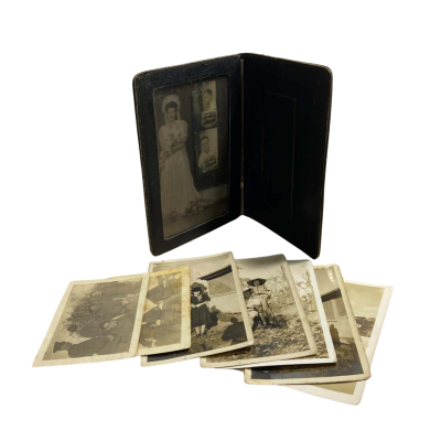 Vintage Postcards/Photos & Leather Wallet