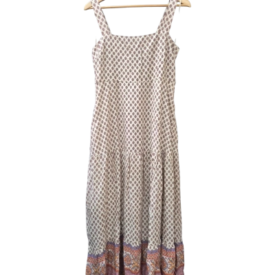 Orange Sherbet Amber Maxi Dress Lily Print Natural Size 12 BNWT