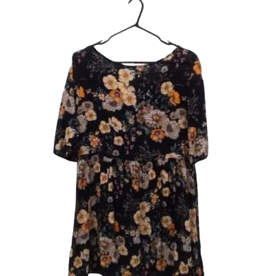  SOMETHING BORROWED Womens  Size M Short Sleeve Dress  Black  / Floral 