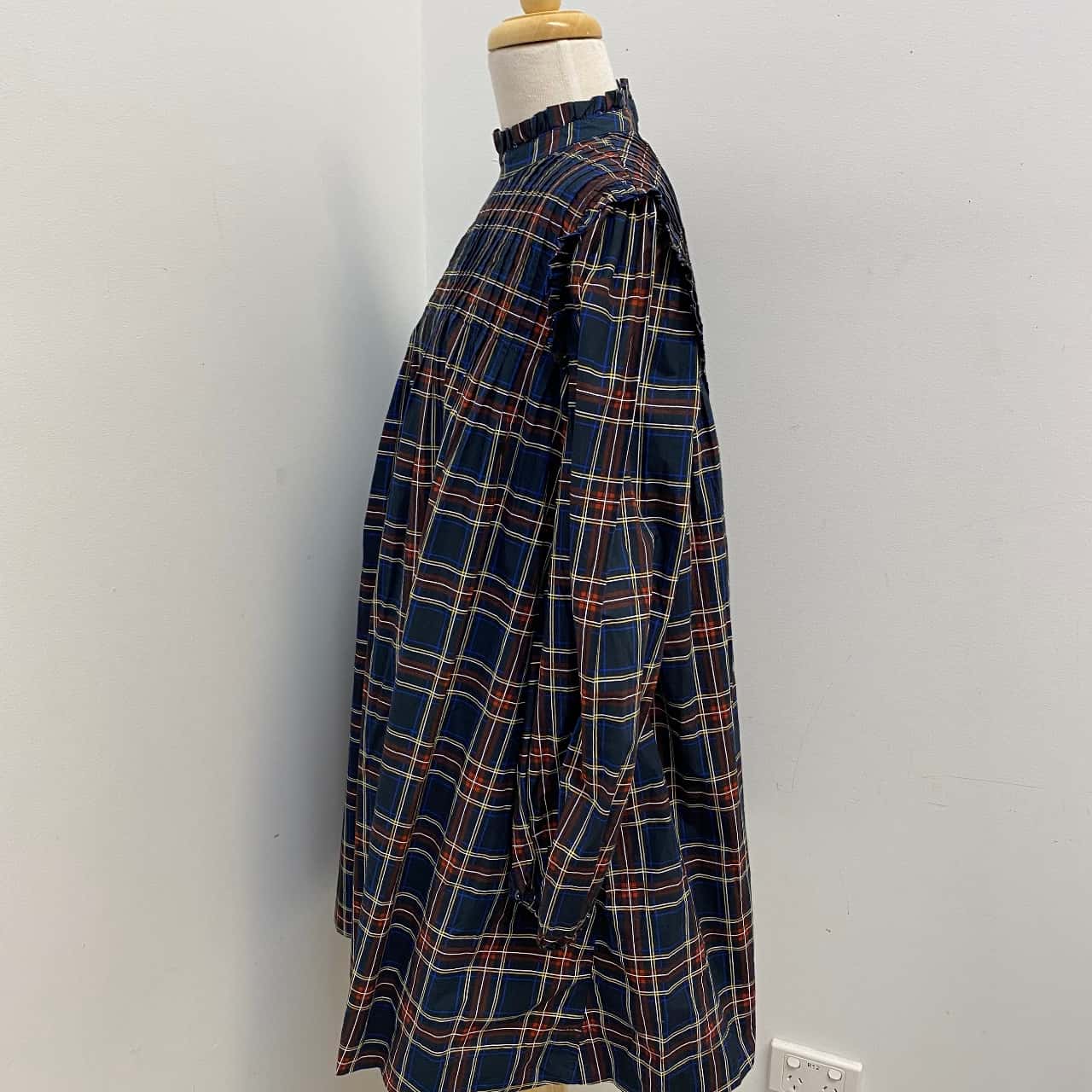 ganni blue plaid dress BIANCA BALTI WOMEN'S READY-TO-WEAR