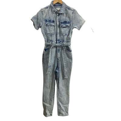 Good American Womens  Size 2 Short Sleeve Denim Jumpsuit 