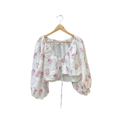 Steele Size L Cropped Top Floral / Multicoloured / Pattern / White BNWT