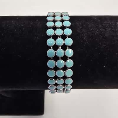  Womens Milky Blue Enamel Bracelet