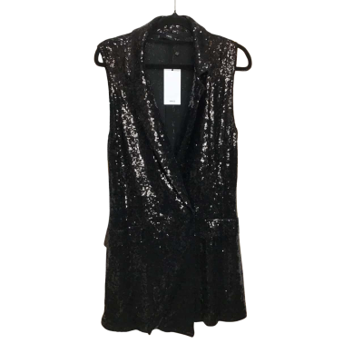 MNG Black Sequinned Sleeveless Jumpsuit