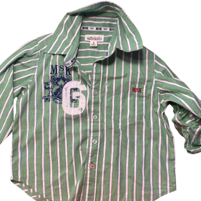 MSK Kids  Size 3 T-Shirt Green / Pattern / White 
