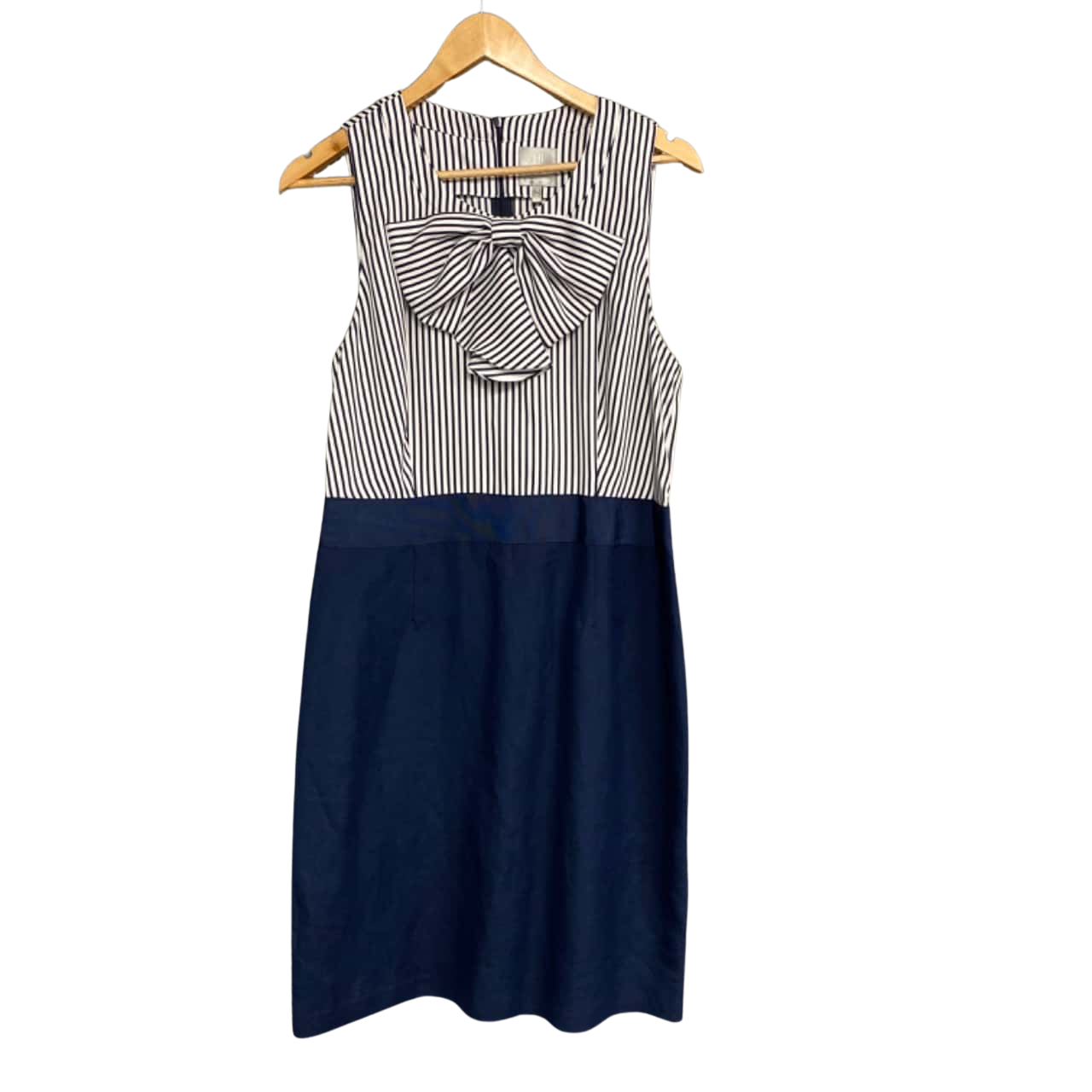 Hi There from Karen Walker Womens Size 12 Sleeveless Dress Navy Blue /  White Linen Blend(s) - Used Very Good | Salvos Stores