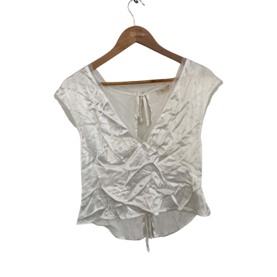 Vrg Grl Womens  Size 12 Short Sleeve Top / V-Neck Top White 