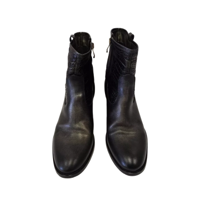 Womens Roberto Botella Size 40 Boots Burnished Leather with Embossed Reptile Detail