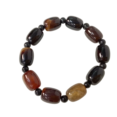  Brown Agate Beaded Bracelet Brown 