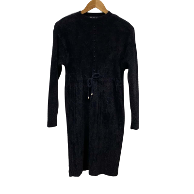 Holly Hocks Women's Knit Dress Long Sleeves Size M Black  