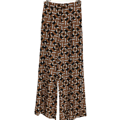 NEW Faithfull The Brand  Size 10 Wide Leg Pants Black  / Brown / Pattern / White 