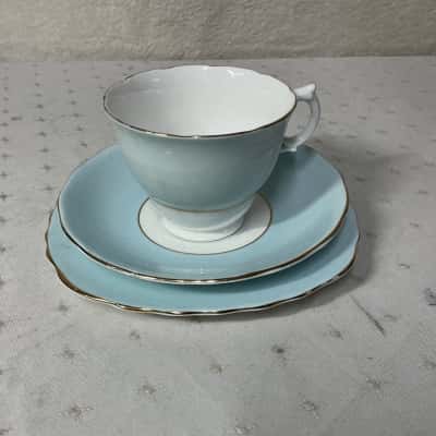 Vintage Colclough China Blue Bone China Cup Saucer & Plate