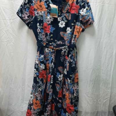 Elise Design Womens  Size 14 Floral Dress Floral / Multicoloured / Navy Blue 