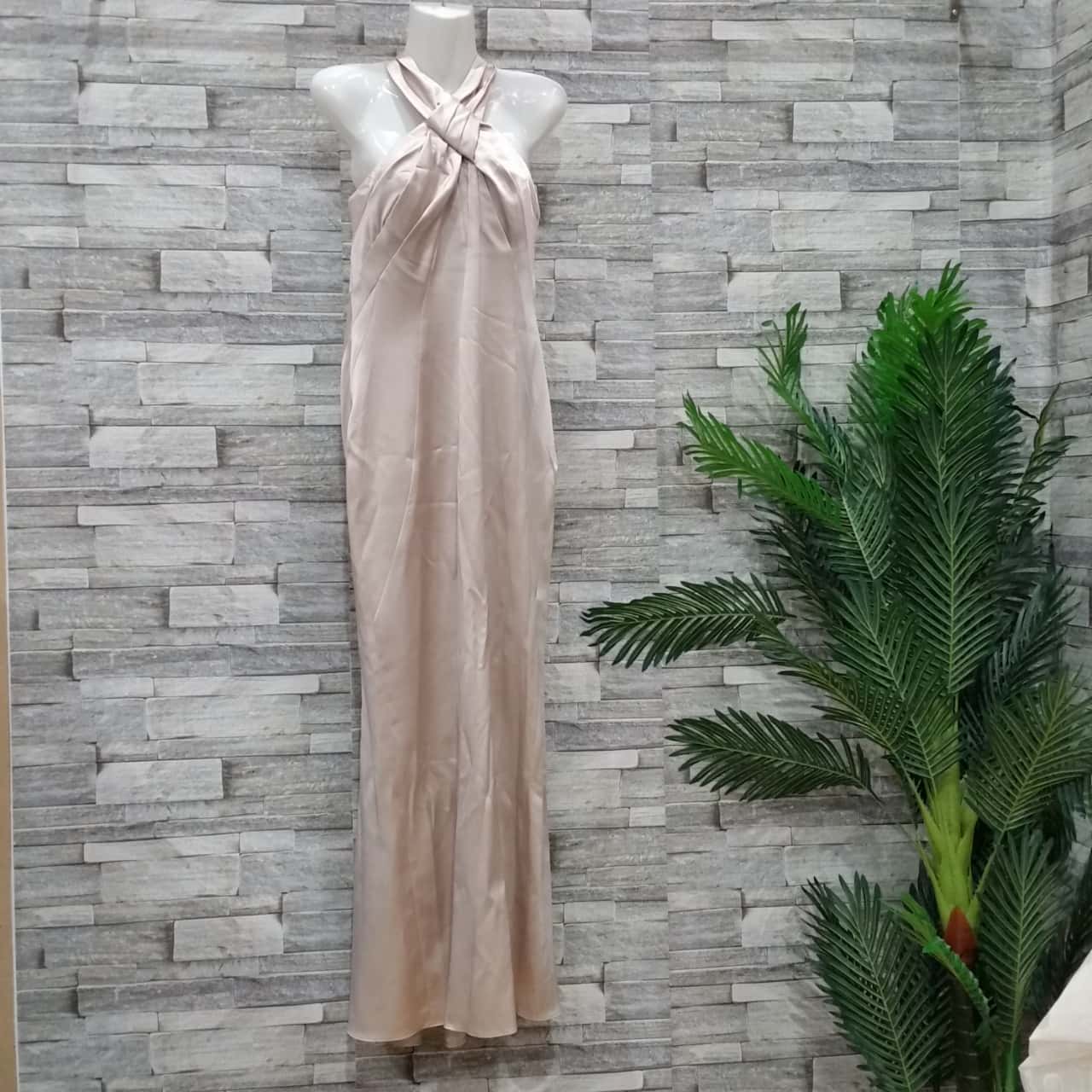 Karen Millen Womens Size 12 Halter Neck Dress Champagne(s)