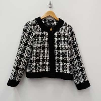 Zara Tweed Cropped Blazer Jacket - Size S 