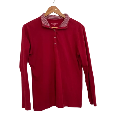 Sportscraft Womens  Size L Quarter Button-Down Jumper Red / White 