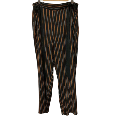 City Chic Womens Size L Wide Leg Pants Black / Striped 