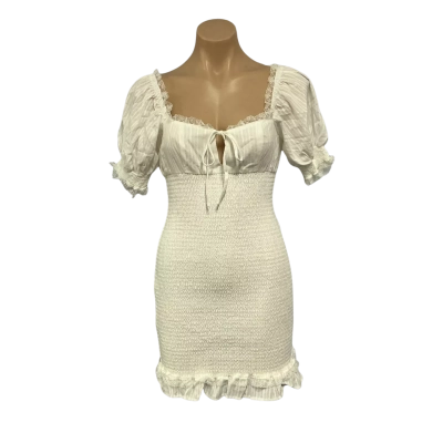 Ownley miley Womens Size M White / Lace Trim Short Sleeve Mini Bodycom Dress (new)