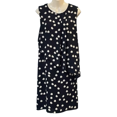 Debenhams Womens  Size 14 Casual Dress / Midi Dress / Sleeveless Dress  Navy Blue / White 