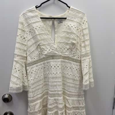 Sheike Womens  Size 14 Long Sleeve Dress White 