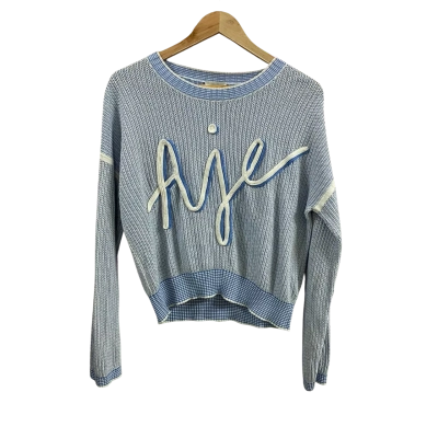  Womens Aje Size XXS Métis Logo Knit Jumper Mist Blue 