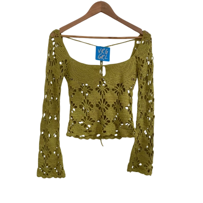 Vrg Grl Womens  Size S Long Sleeve Top Green / Olive 