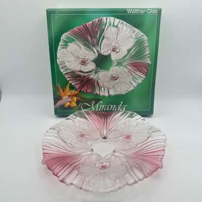 Walther-Glass Miranda Satin Rose Dish In Box 