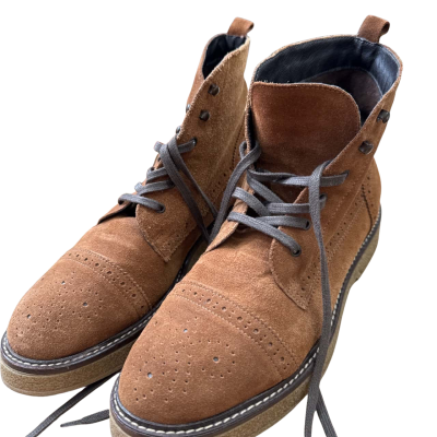 Suede Unisex Size 41 Lace up Brown Ankle Boots Made in Albania 