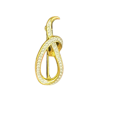  Womens Gold Tone with white stones Brooch