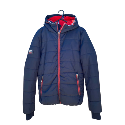 Unisex Superdry Sport Size L Puffer Jacket Navy Blue / Red 