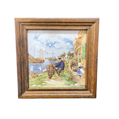 Royal Mosa Holland Framed Tile with scene by JC Hunnik